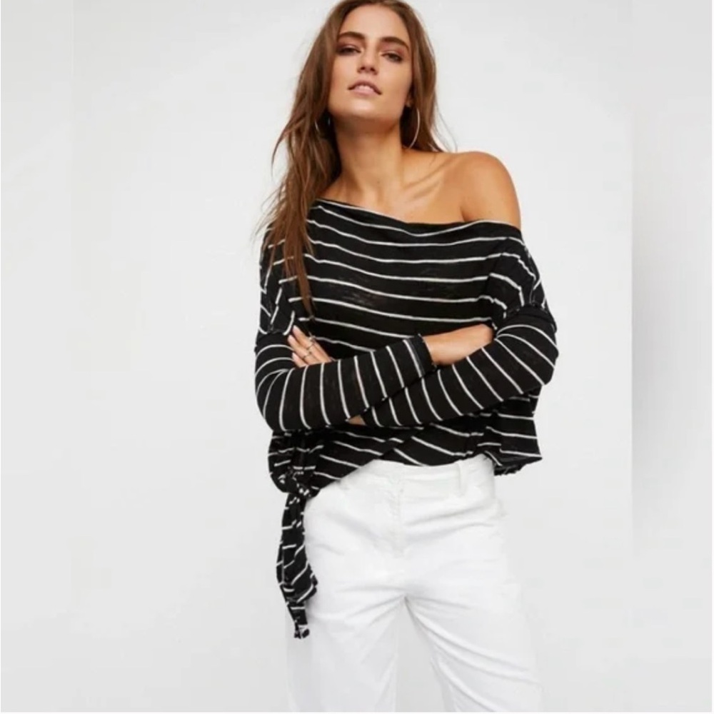 We The Free striped off shoulder top